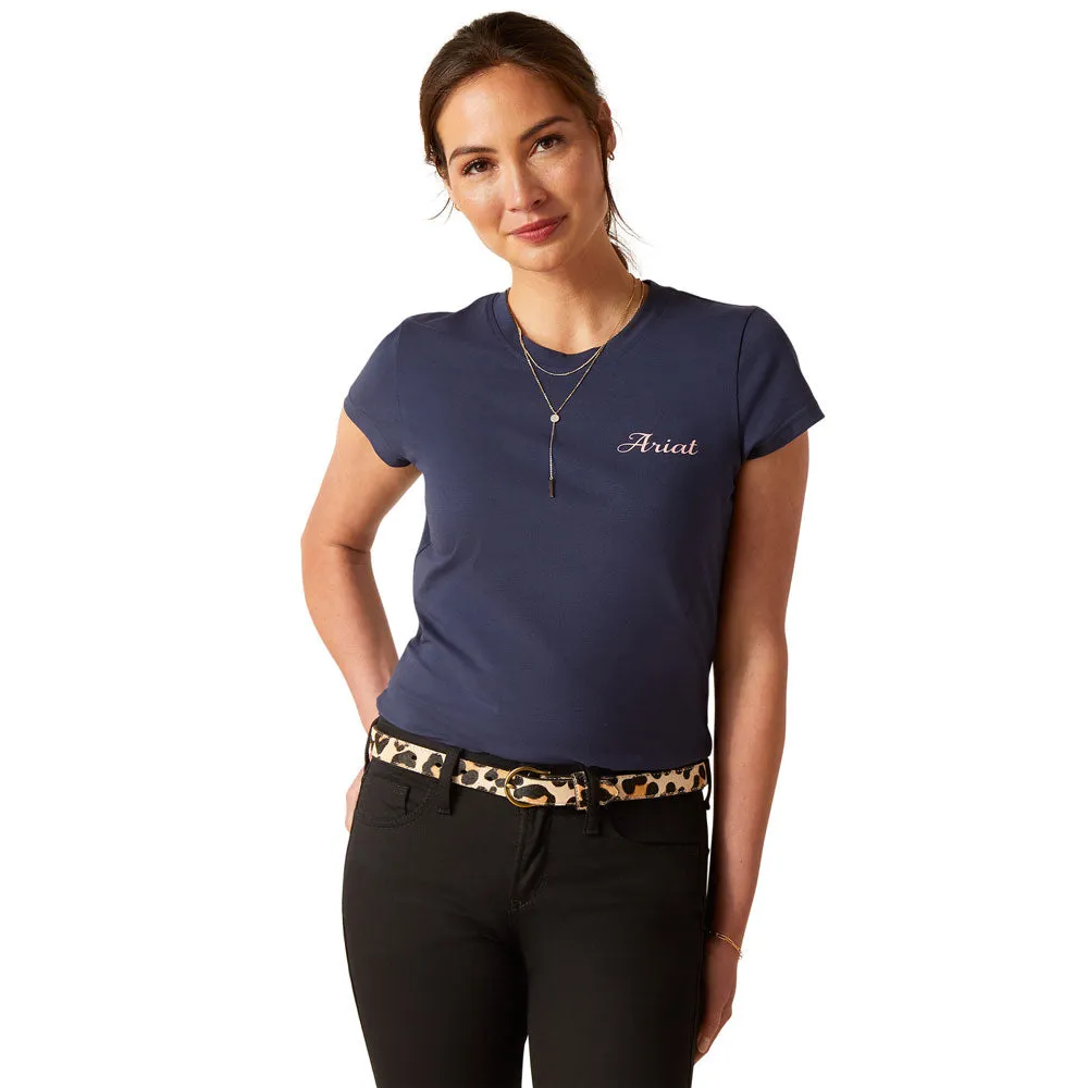 10048544 Ariat Women's Pretty Shield Short Sleeve T-Shirt - Navy Eclipse