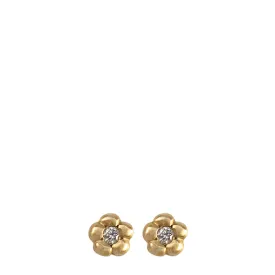 10K Gold Daisy Flower Stud Earrings with Diamond