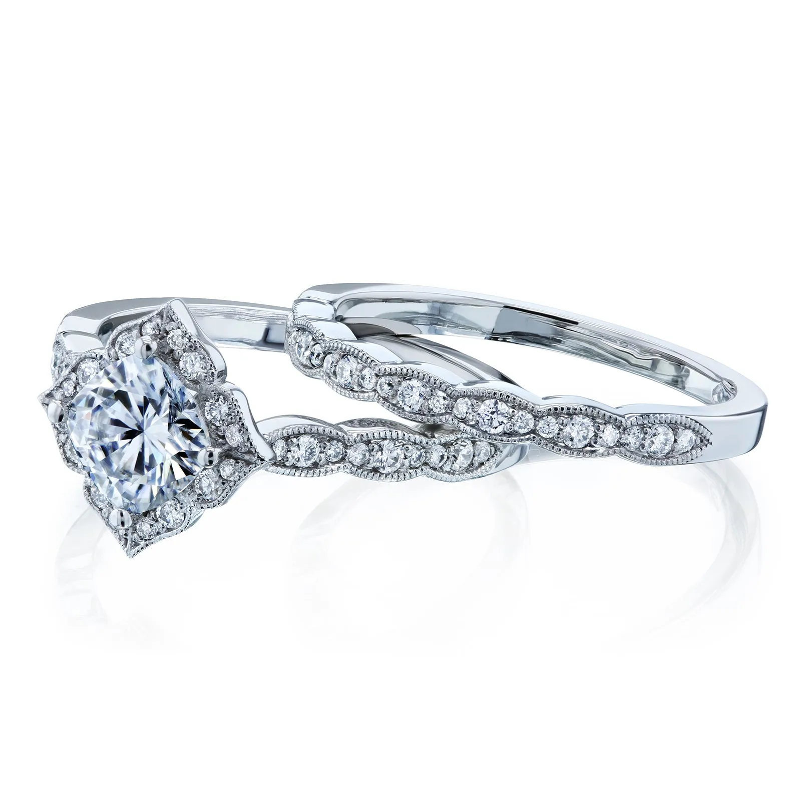 1.1ct Moissanite Floral Bridal Set