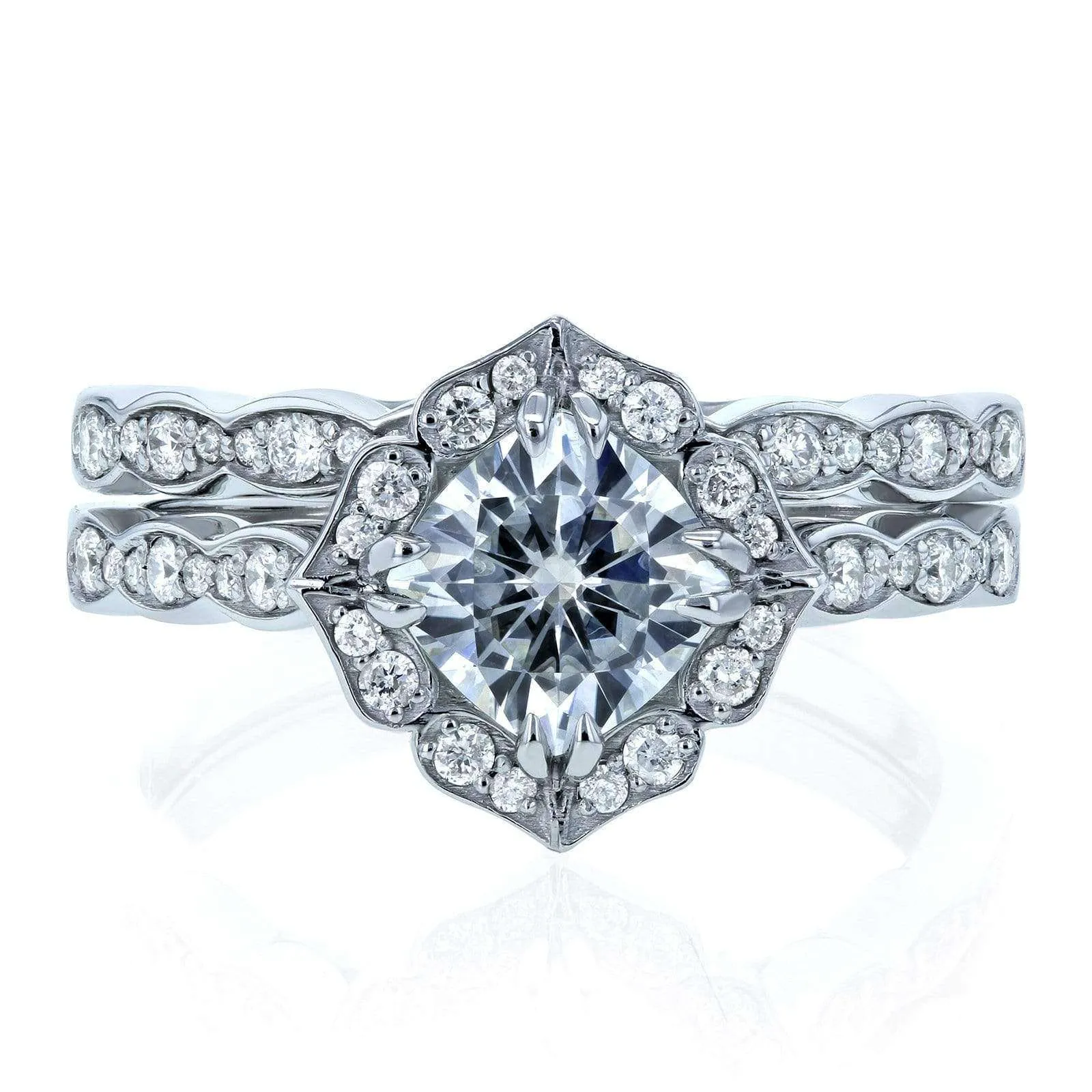 1.1ct Moissanite Floral Bridal Set