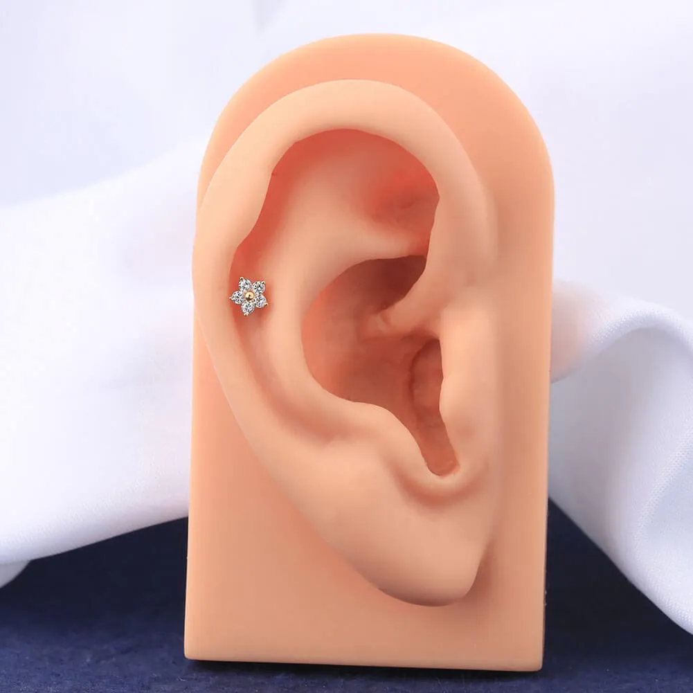 14K Gold Cartilage Earrings Flower Cartilage Earring