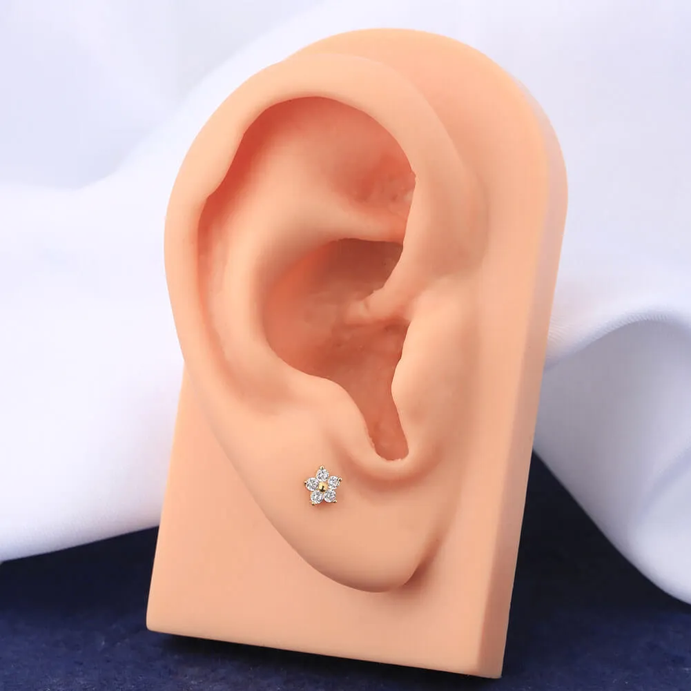 14K Gold Cartilage Earrings Flower Cartilage Earring