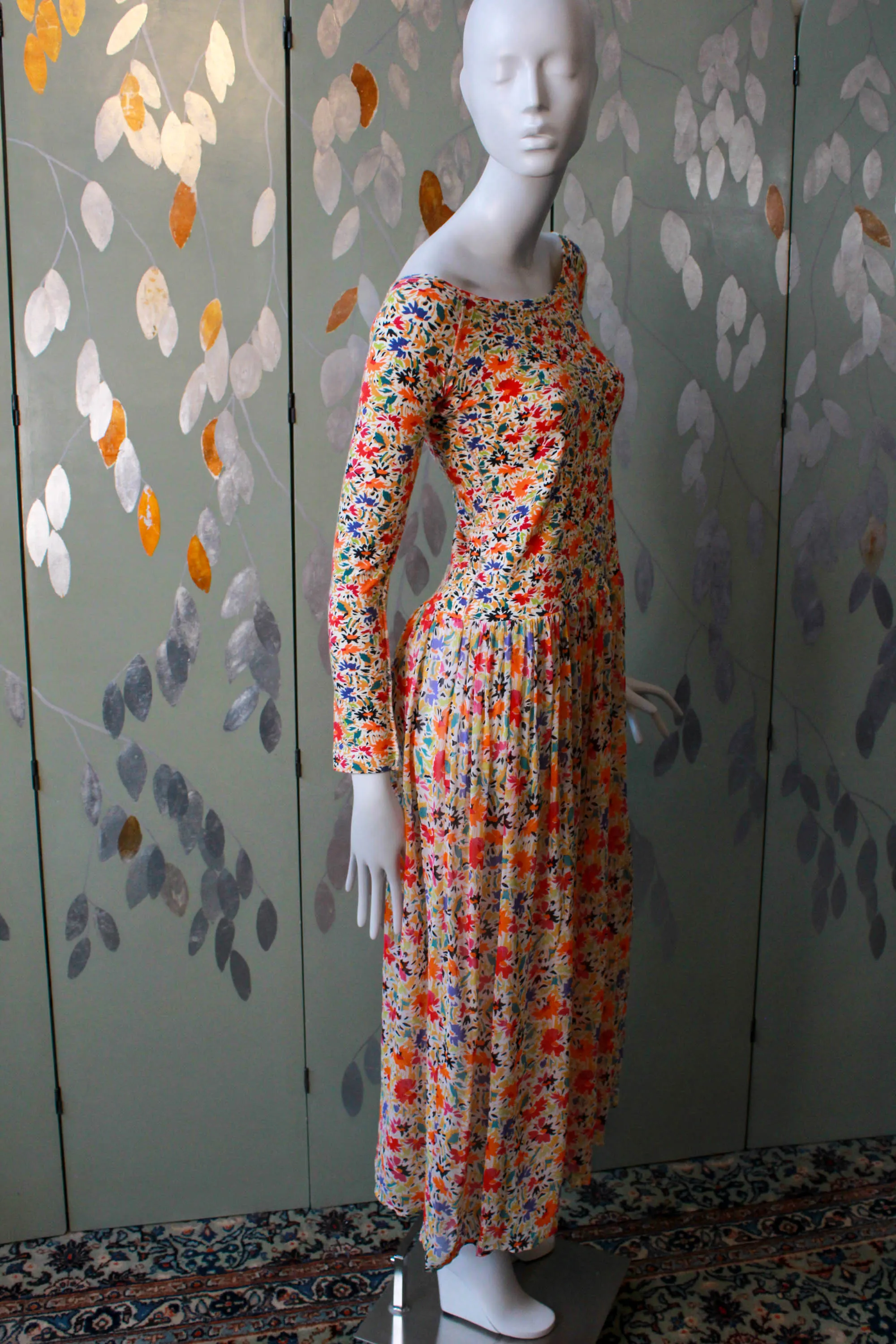 1980s Sonia Rykiel Floral Print Dress, Small