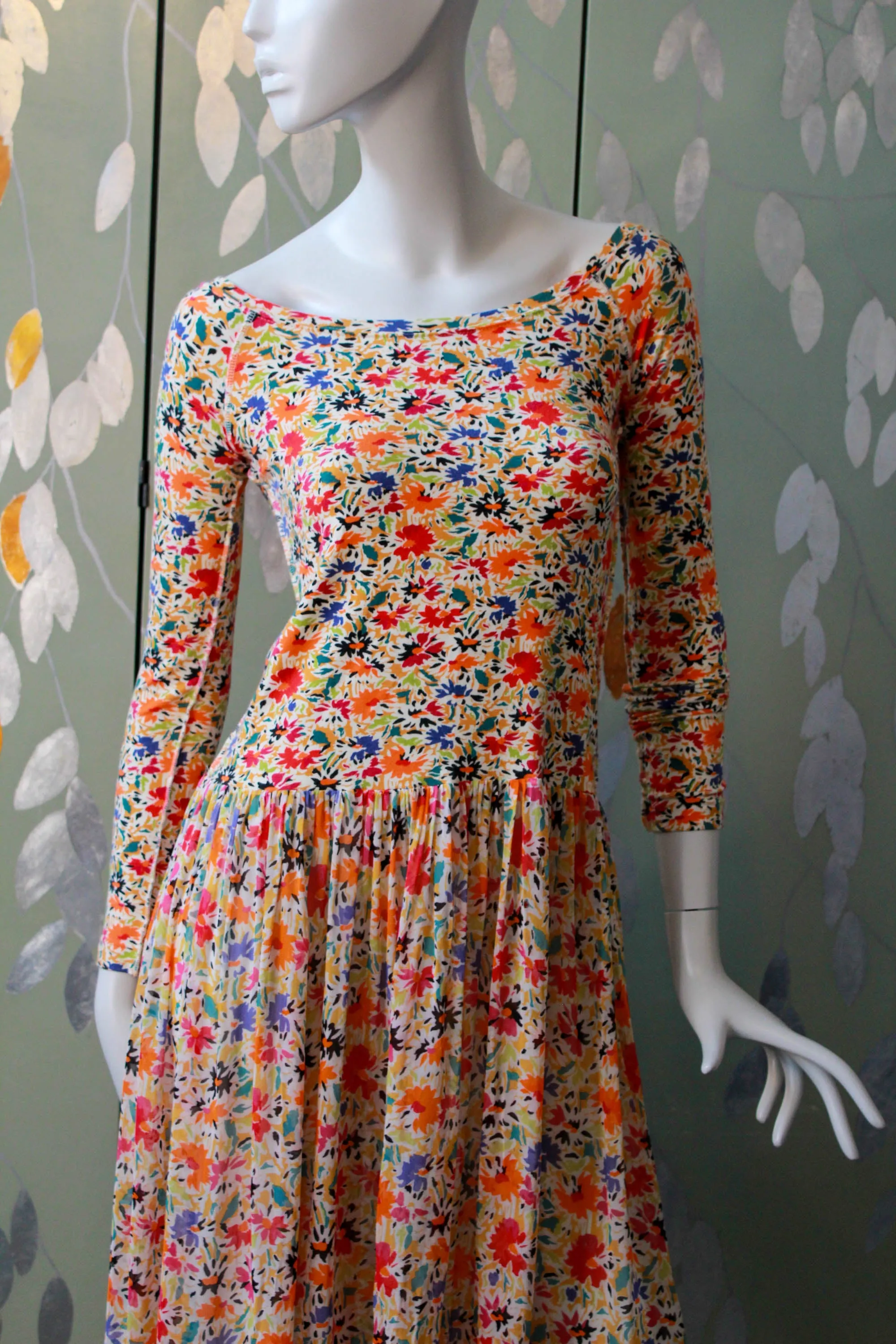 1980s Sonia Rykiel Floral Print Dress, Small