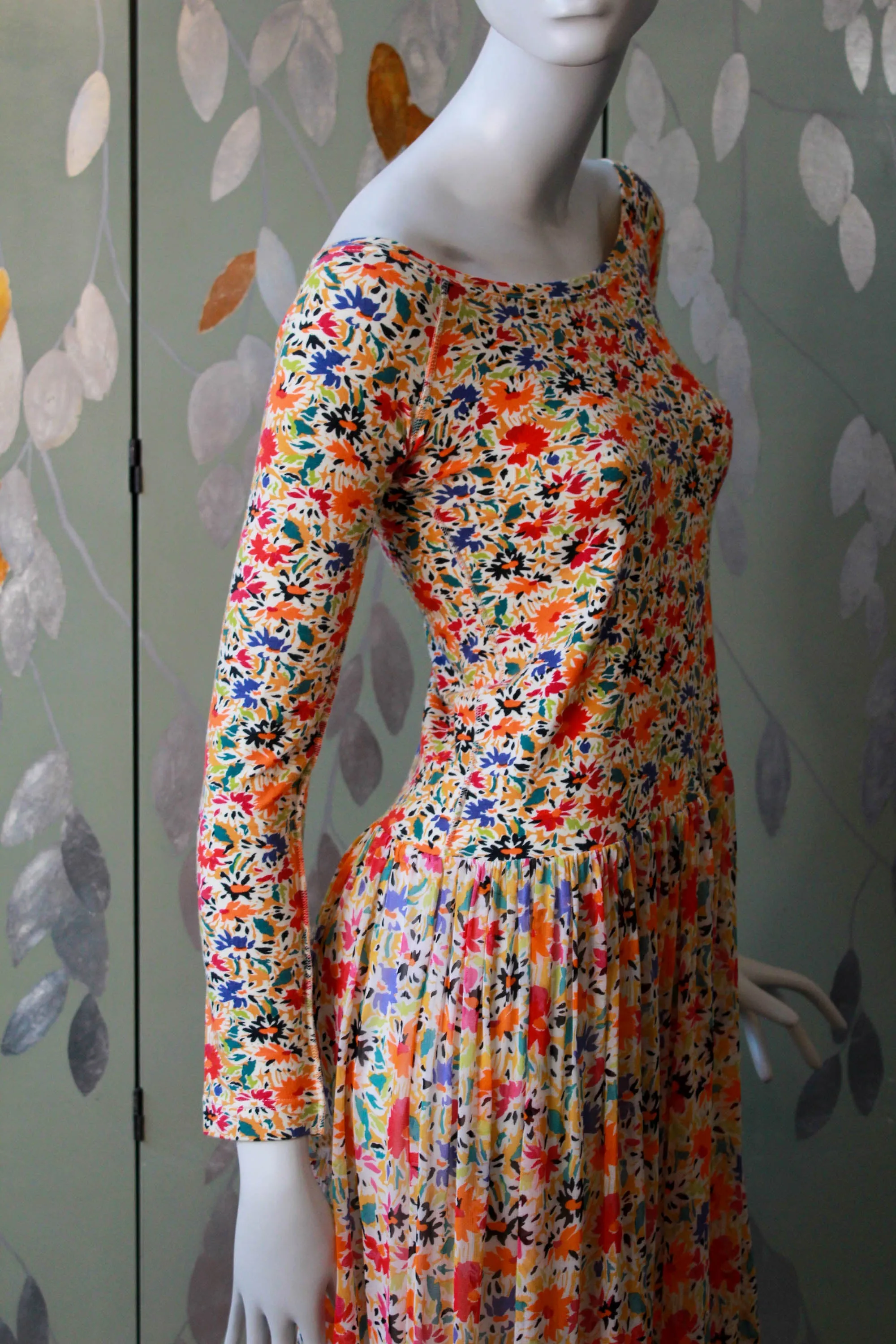 1980s Sonia Rykiel Floral Print Dress, Small