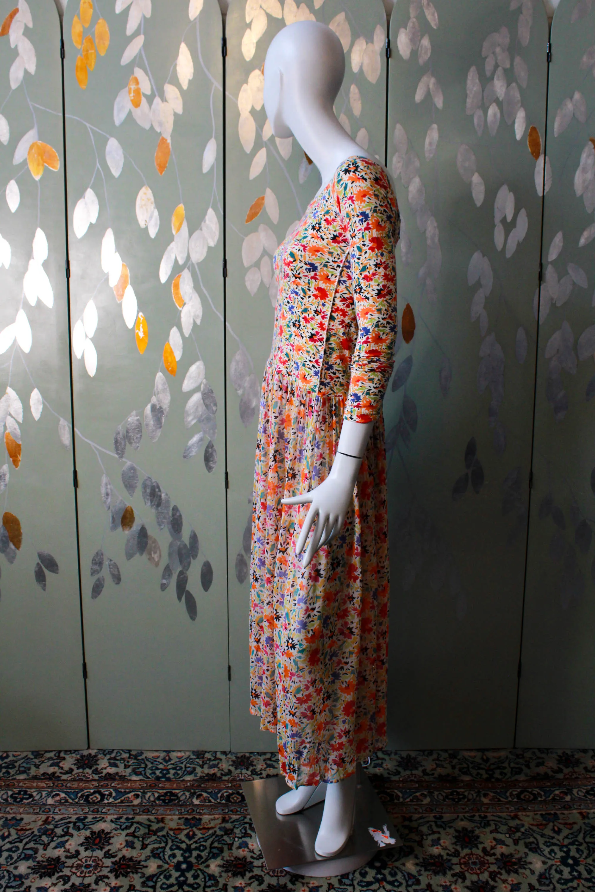 1980s Sonia Rykiel Floral Print Dress, Small