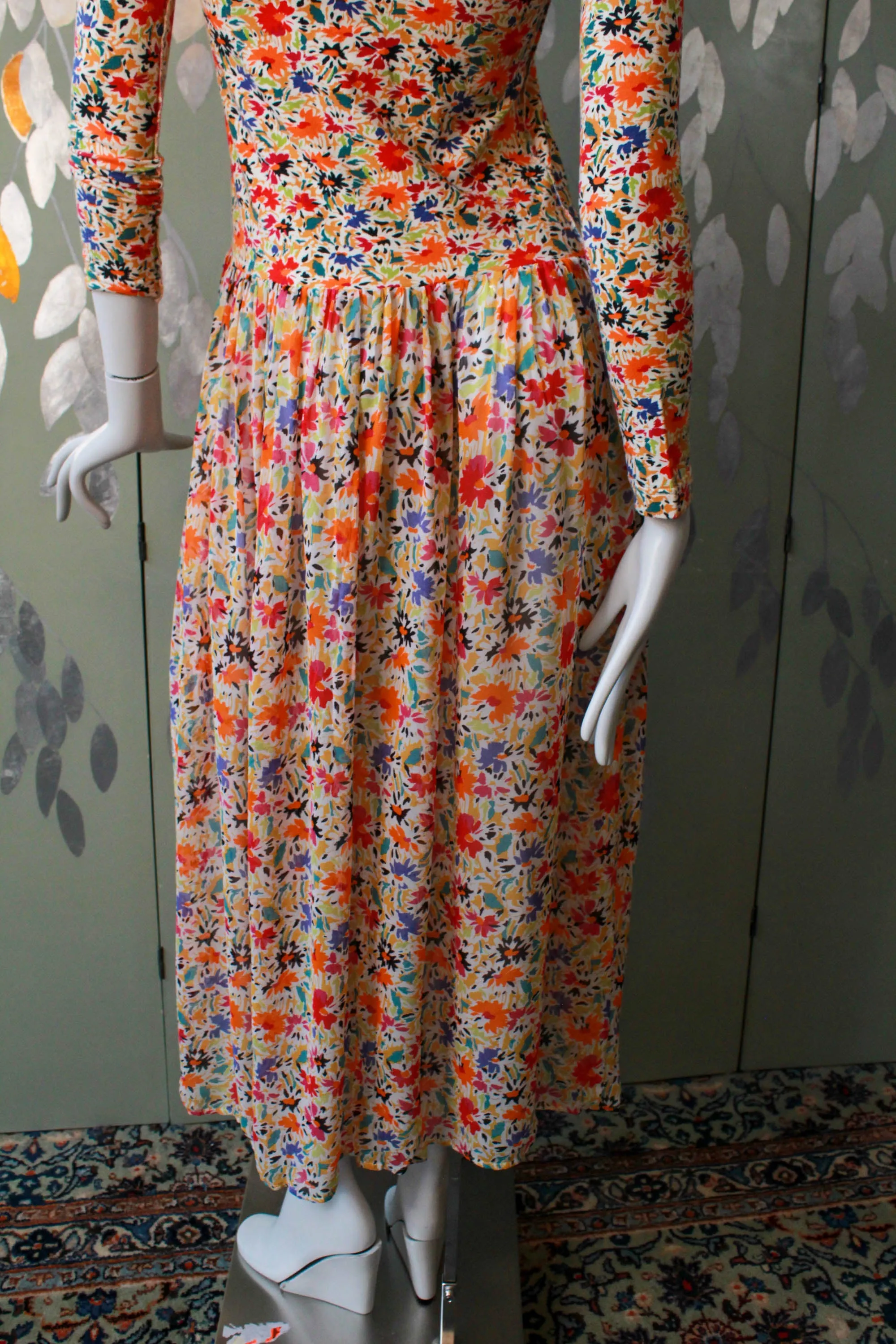 1980s Sonia Rykiel Floral Print Dress, Small