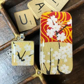 A Scrabble Tile Pendant and Teeny Tiny Tin Golden Blossom White