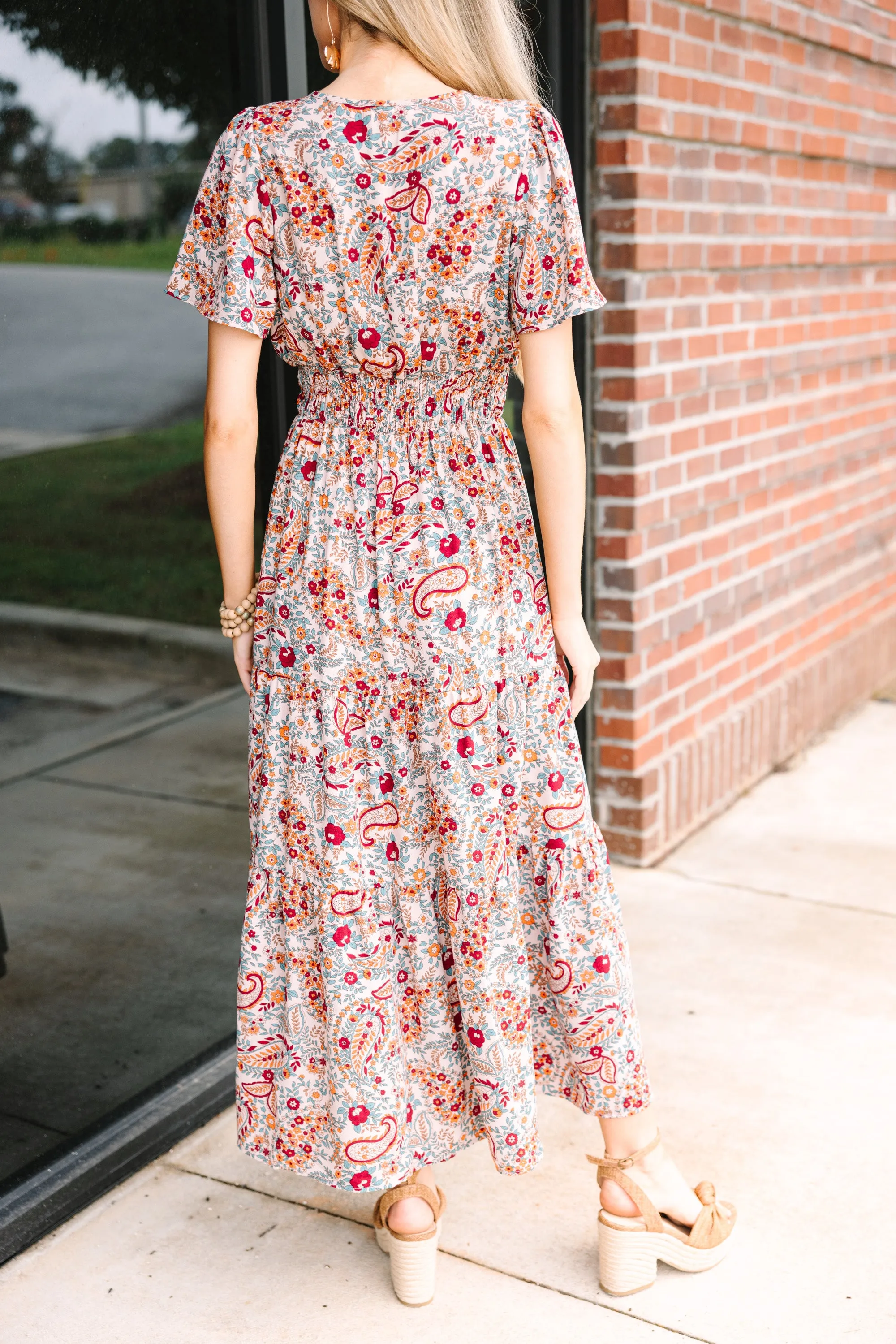 All For Your Love Brown Paisley Midi Dress