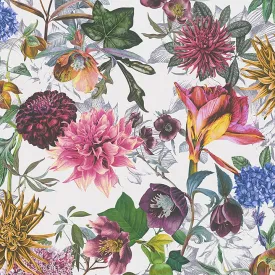 Althea White Flower Garden Wallpaper  | Brewster Wallcovering