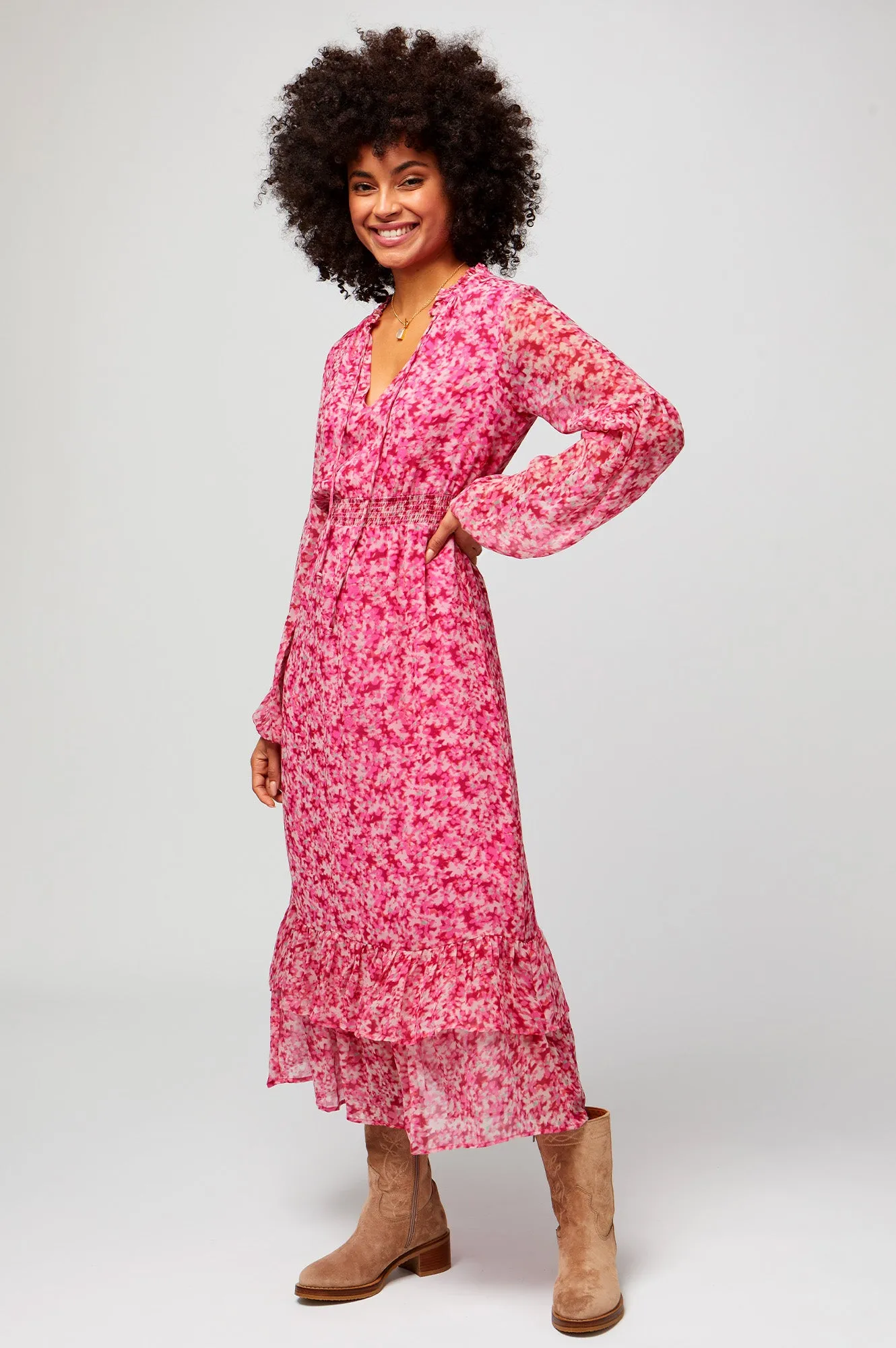 Ana Dress | Digital Floral Pink