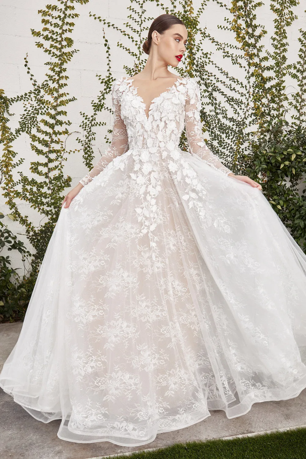 Anaissa | Long Sleeve Backless Bridal Gown w/ Train