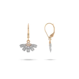 Beach Naupaka Earrings in Two Tone Gold with Diamonds