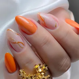 BerriesJam - 2024 Simple Bright Orange Fake Nail