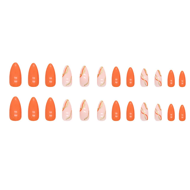 BerriesJam - 2024 Simple Bright Orange Fake Nail