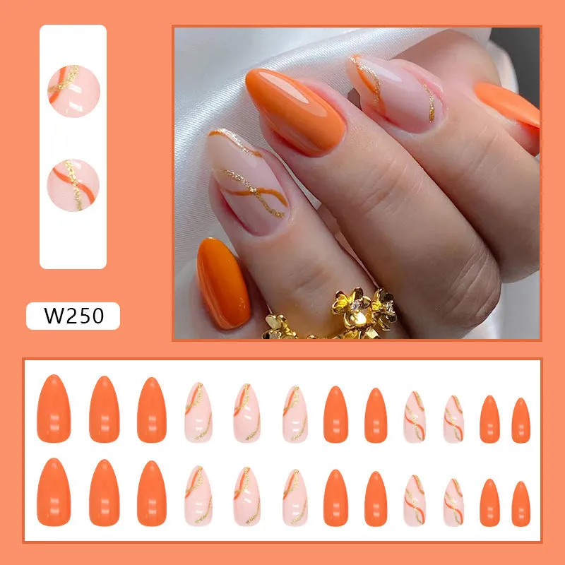 BerriesJam - 2024 Simple Bright Orange Fake Nail