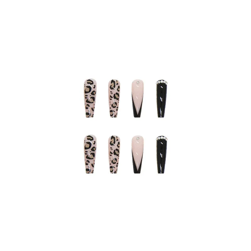 BerriesJam - 2024Patch Leopard Pattern Mysterious Diamon Long Wearing Nail