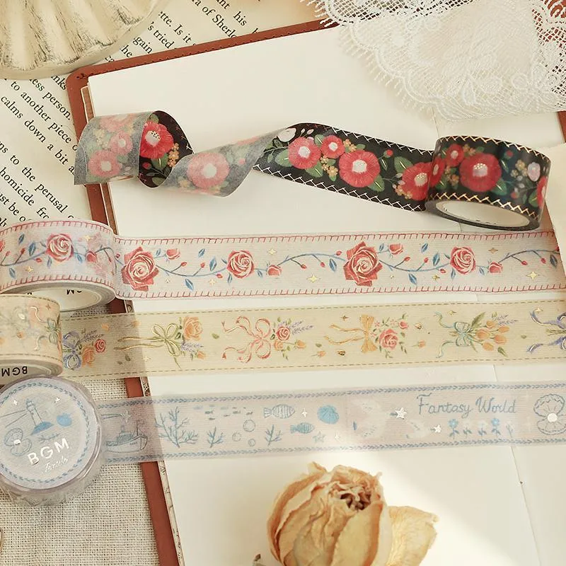 BGM Embroidered Ribbon Rose Washi Tape