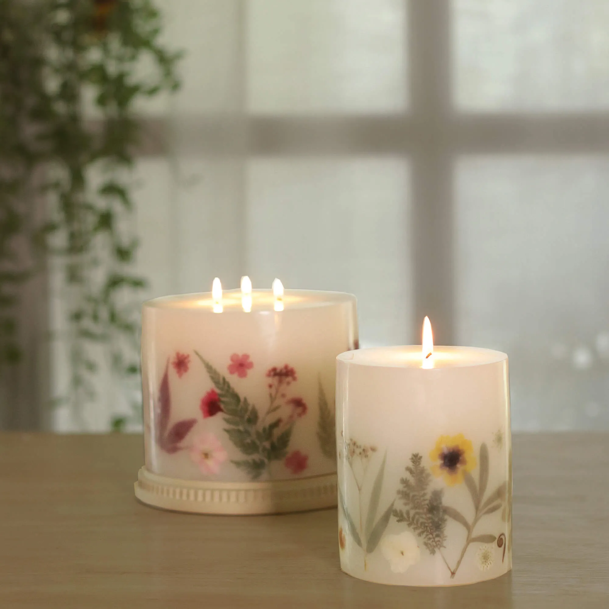 Blooming Blush Pillar Candle