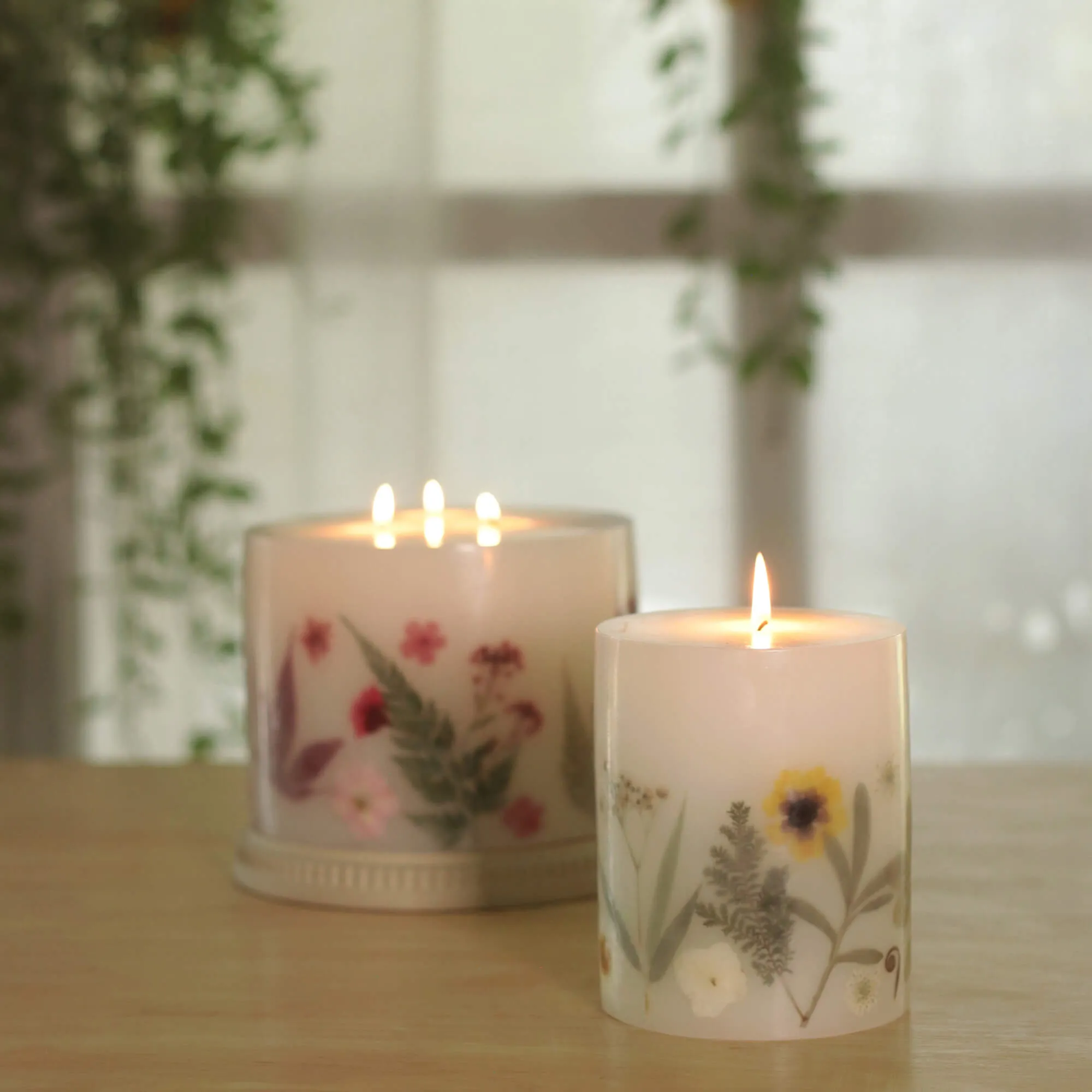 Blooming Blush Pillar Candle