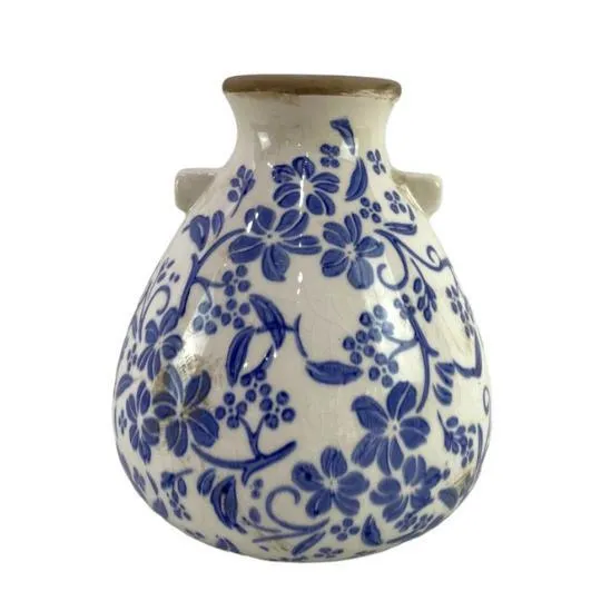 Blue Flowers Rounded Vase