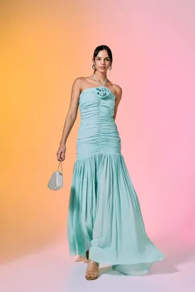 Blue Ocean Ruched Maxi Dress