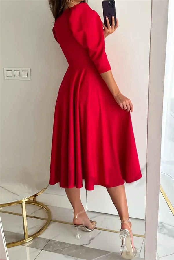 Bonjour Coco Puff Sleeve Swing Midi Dress