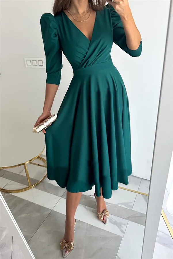 Bonjour Coco Puff Sleeve Swing Midi Dress