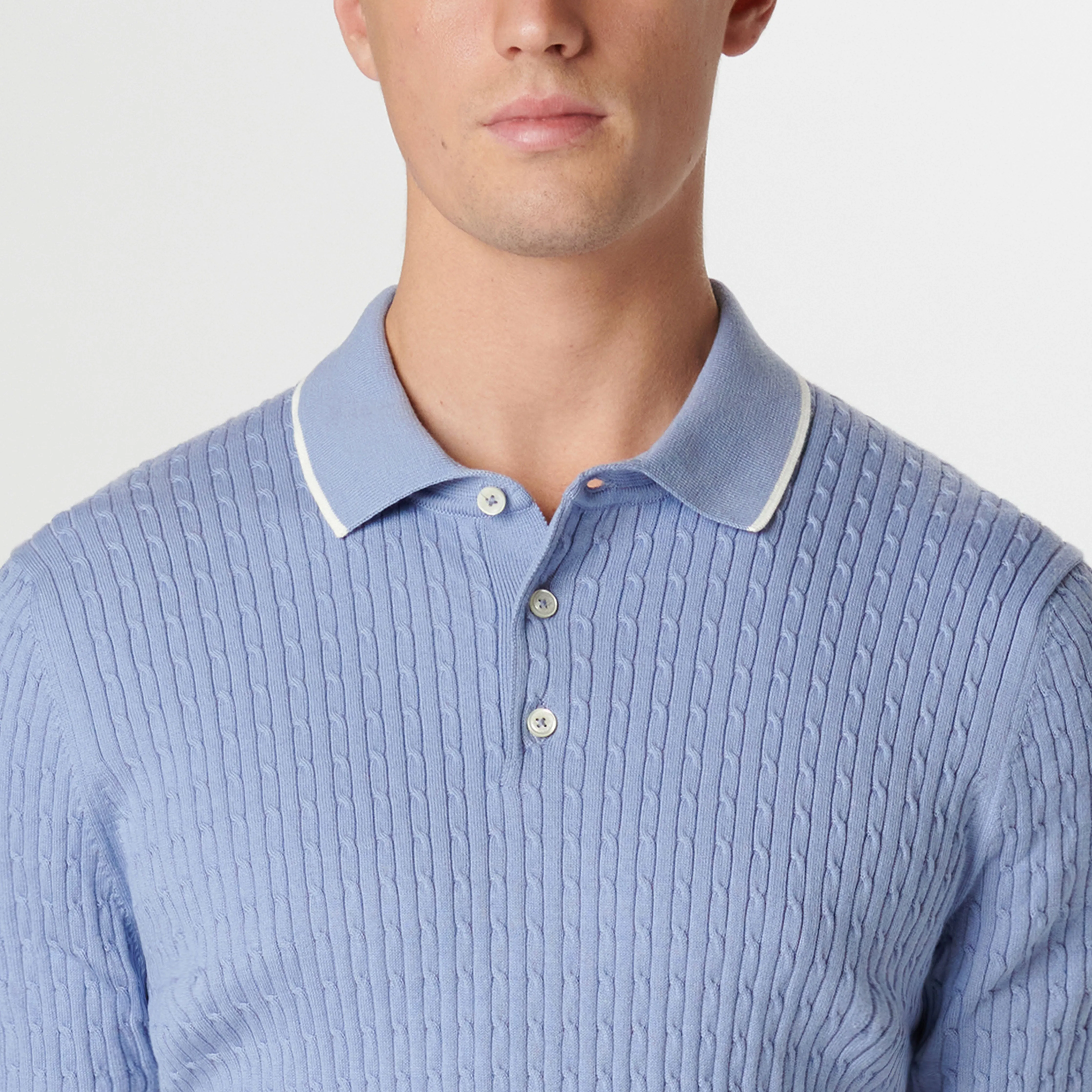 Cable Stitch Short Sleeve Polo Sweater