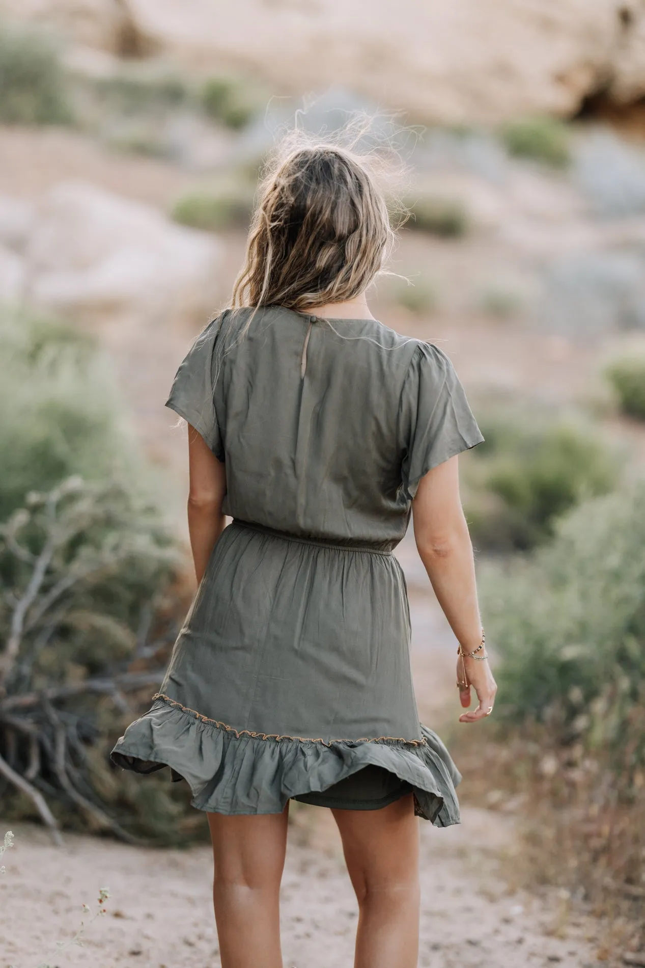 Cammy Short Sleeve Dress in Olive