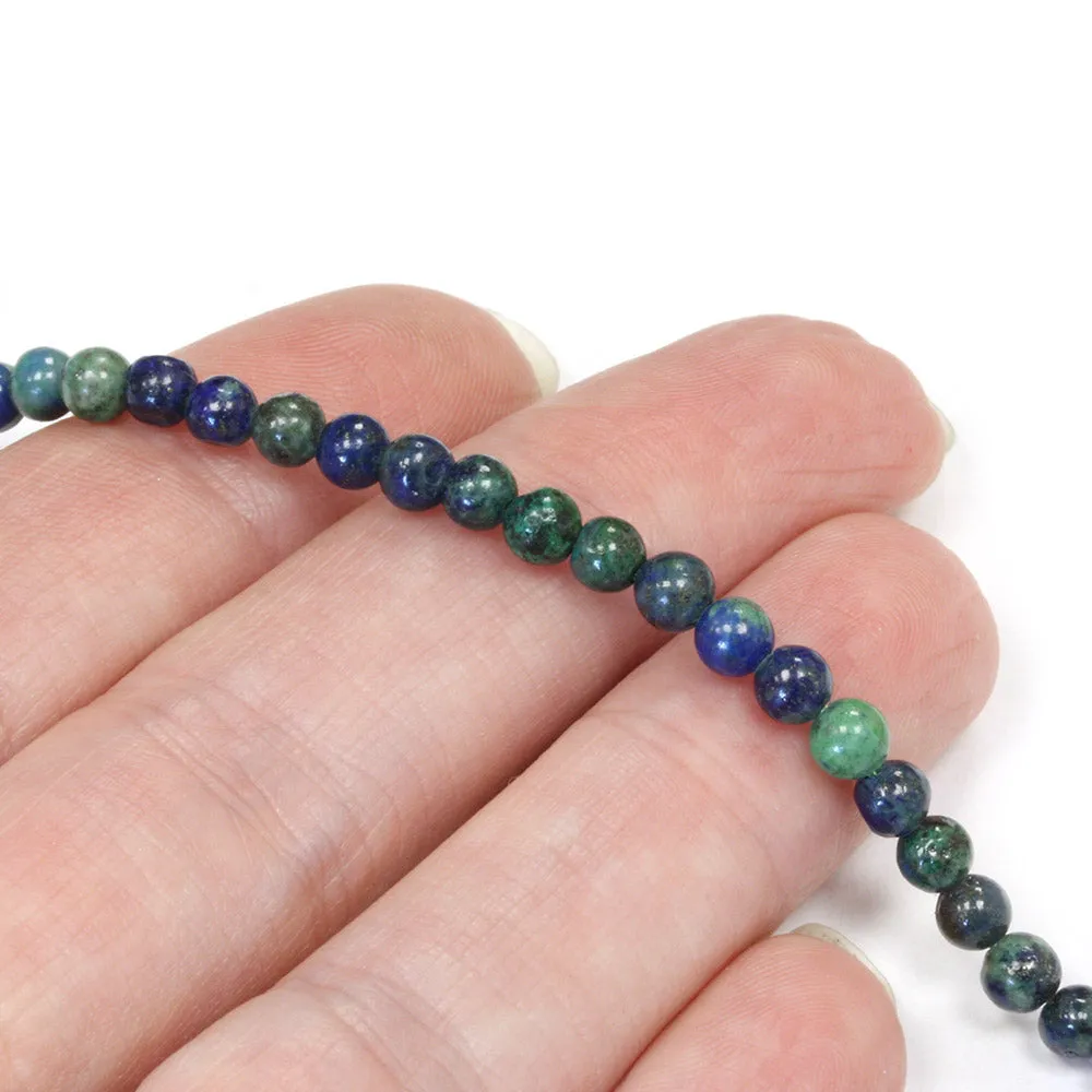 Chrysocolla Smooth Round Beads 4mm - Strand of 35cm