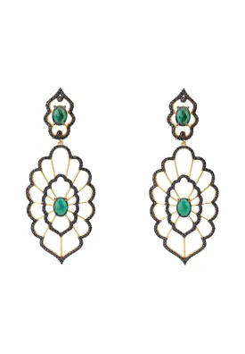 Countessa Earrings Black Green Gold