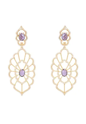 Countessa Earrings White Purple Amethyst Gold