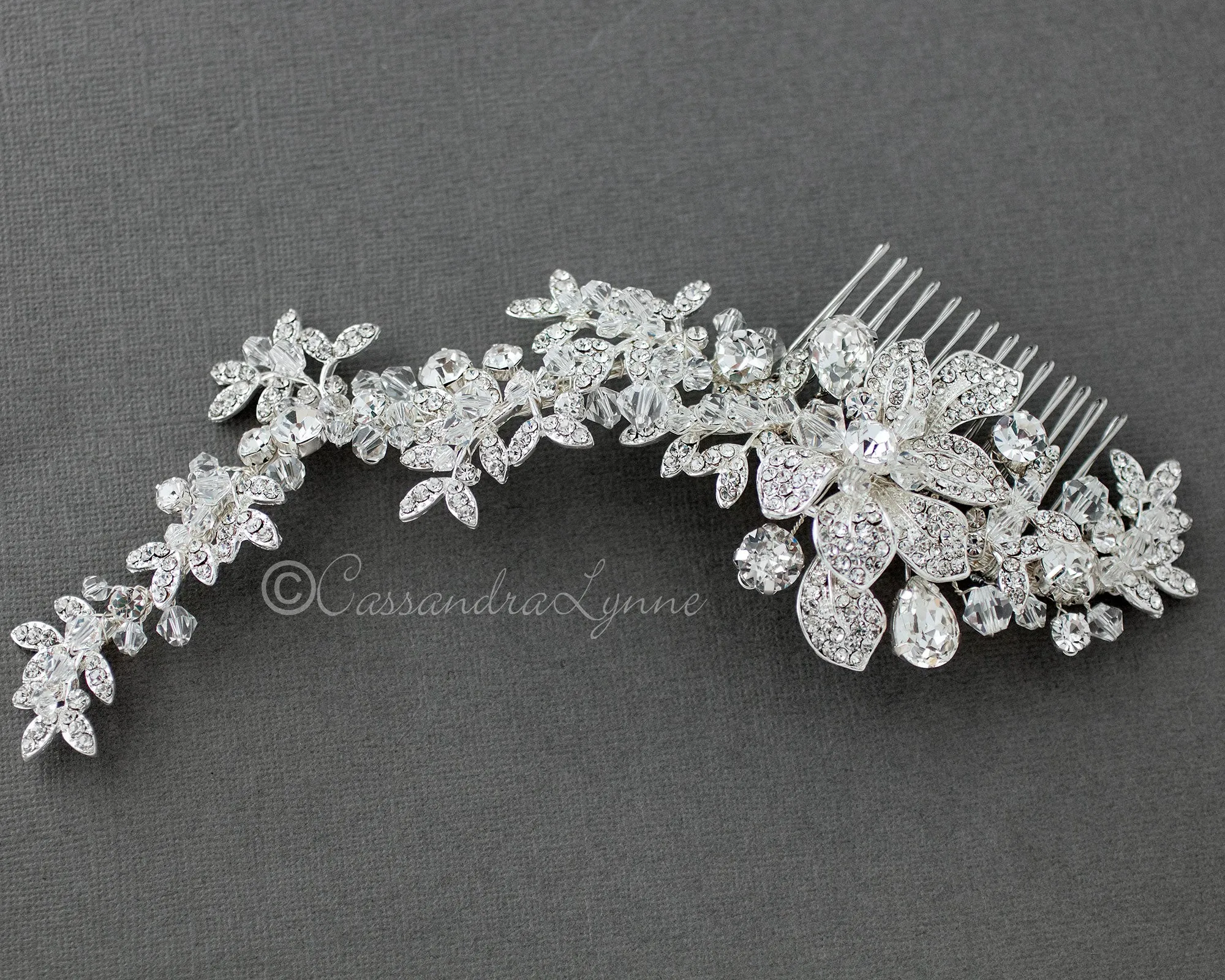 Crystal Bridal Hair Comb in a Rhinestone Vine Design