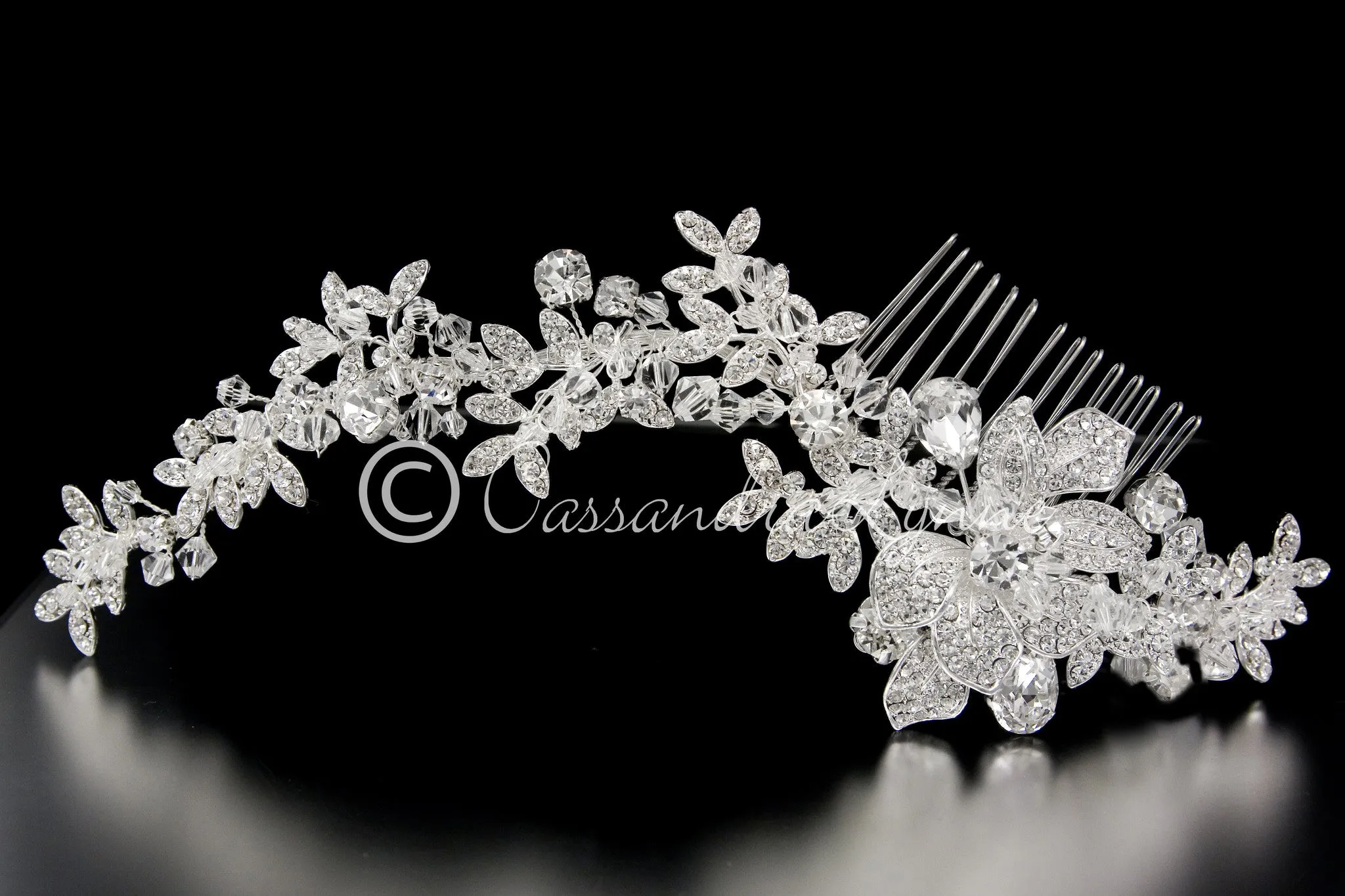 Crystal Bridal Hair Comb in a Rhinestone Vine Design