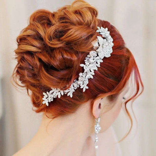 Crystal Bridal Hair Comb in a Rhinestone Vine Design