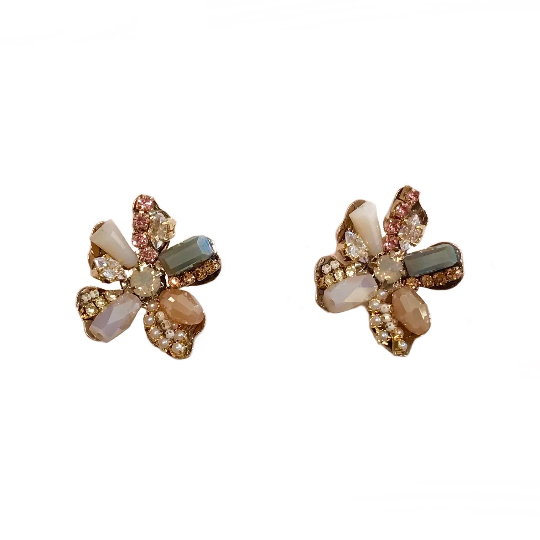 Crystal Flower Statement Earrings