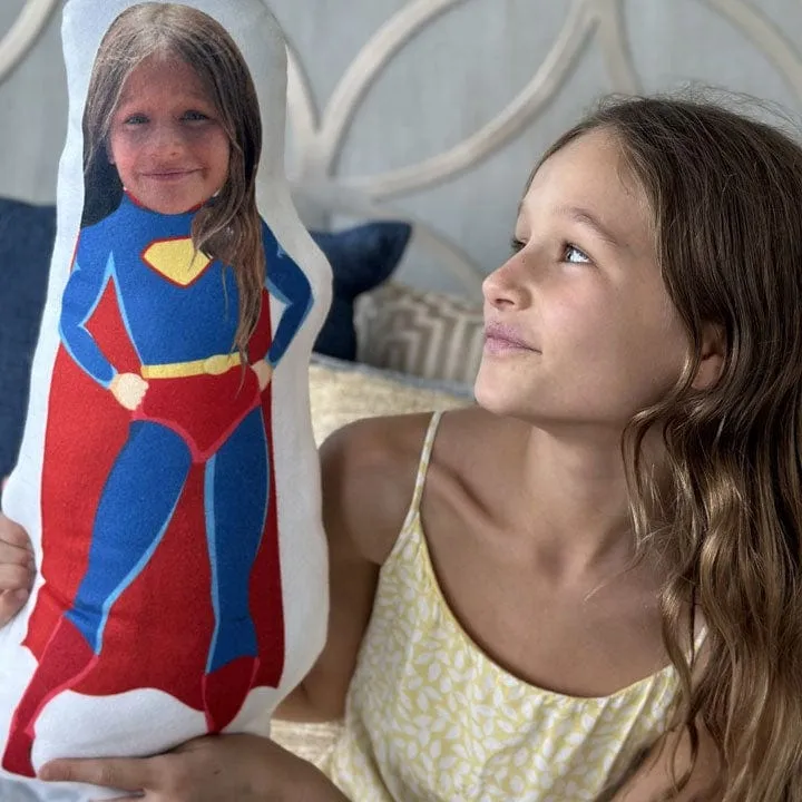 Custom 3D Super Girl Your Photo Face Pillow  | Personalized My Face Pillow for Kids