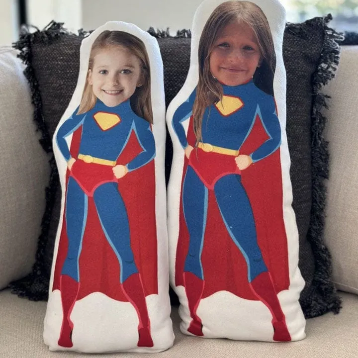 Custom 3D Super Girl Your Photo Face Pillow  | Personalized My Face Pillow for Kids