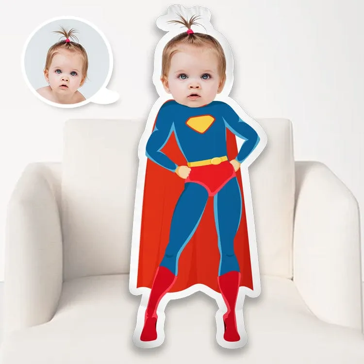 Custom 3D Super Girl Your Photo Face Pillow  | Personalized My Face Pillow for Kids