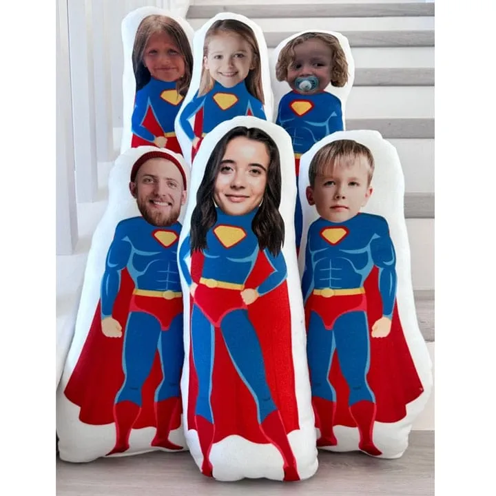 Custom 3D Super Girl Your Photo Face Pillow  | Personalized My Face Pillow for Kids