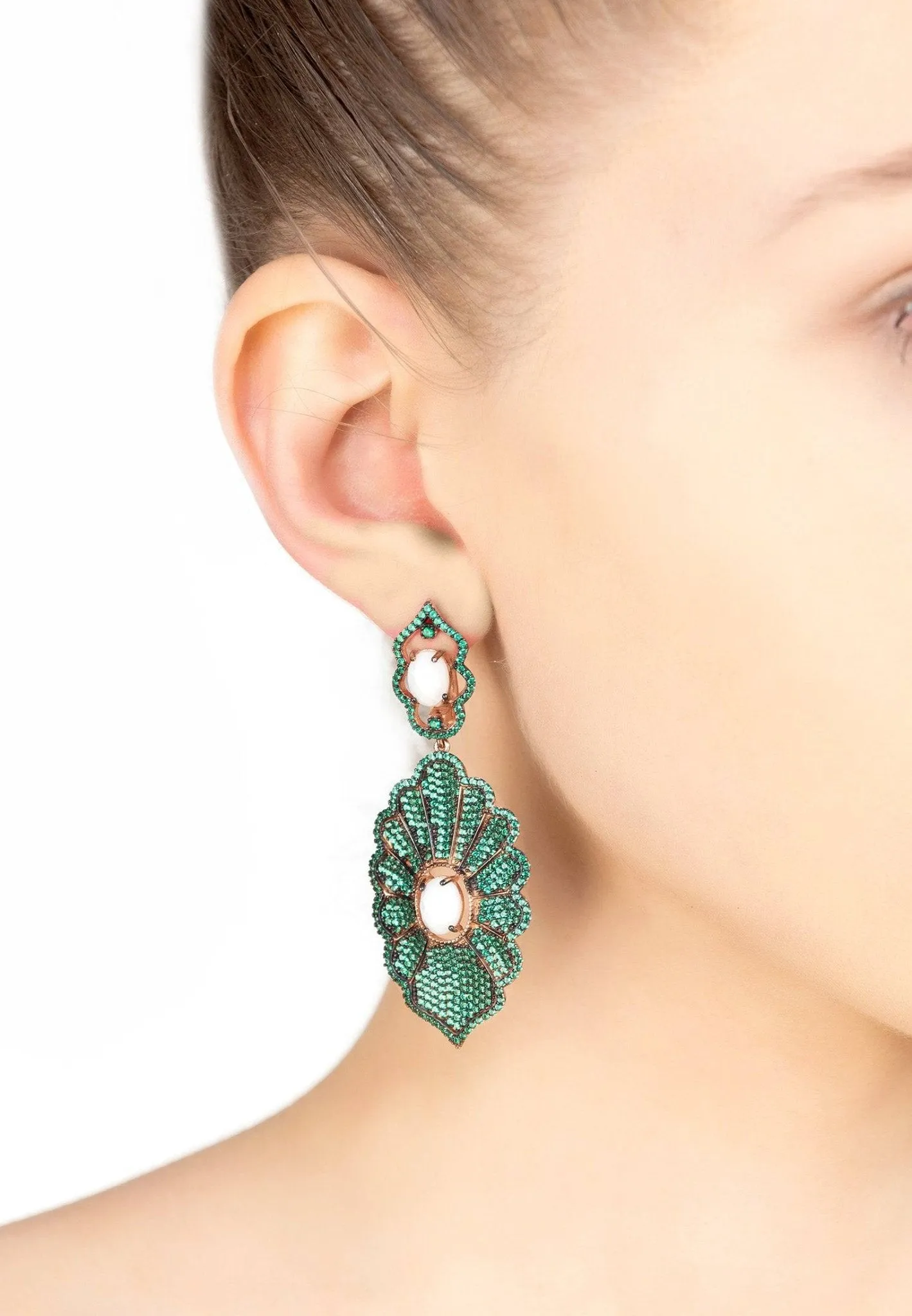 Danbury Earrings Green Rosegold