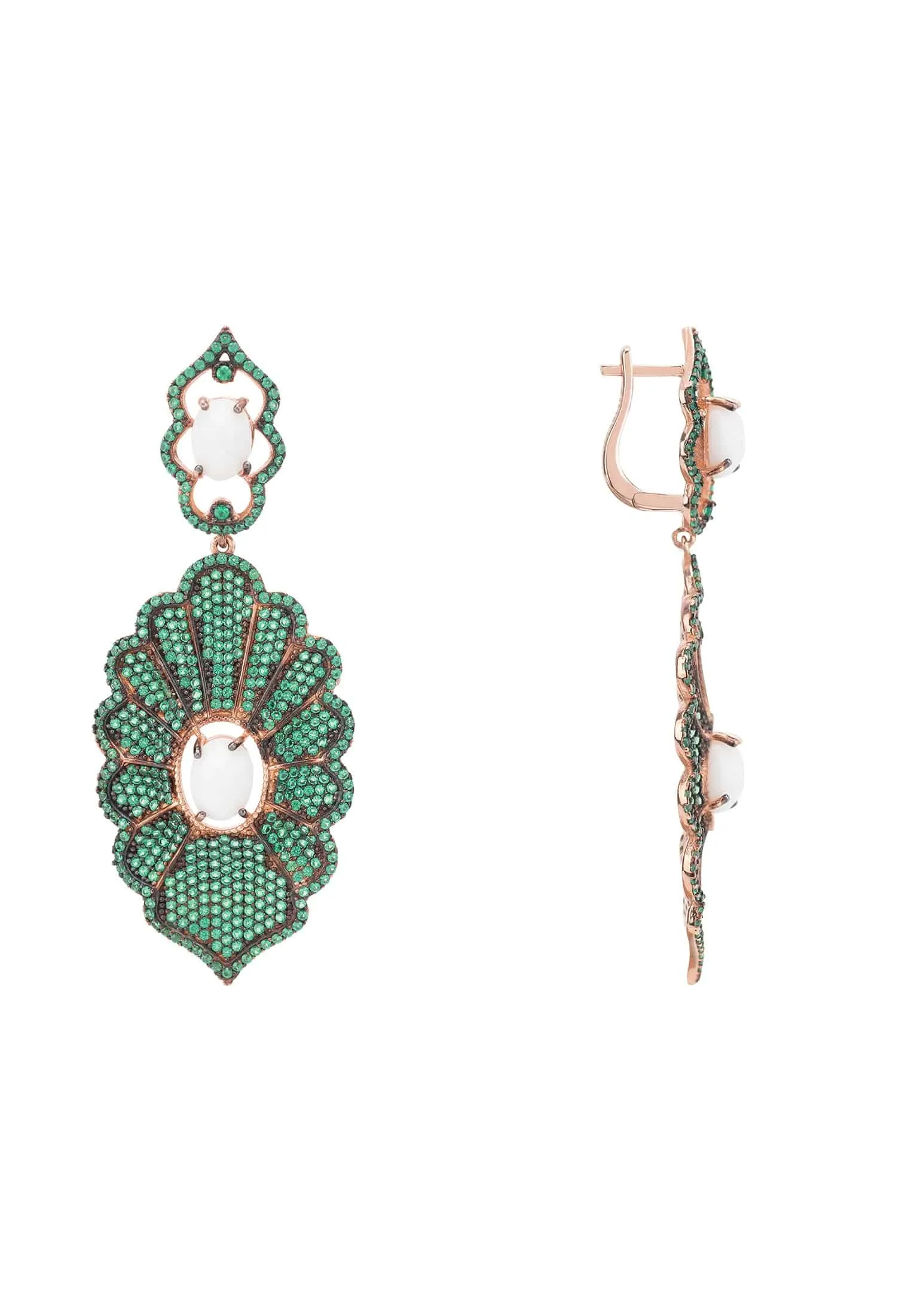 Danbury Earrings Green Rosegold