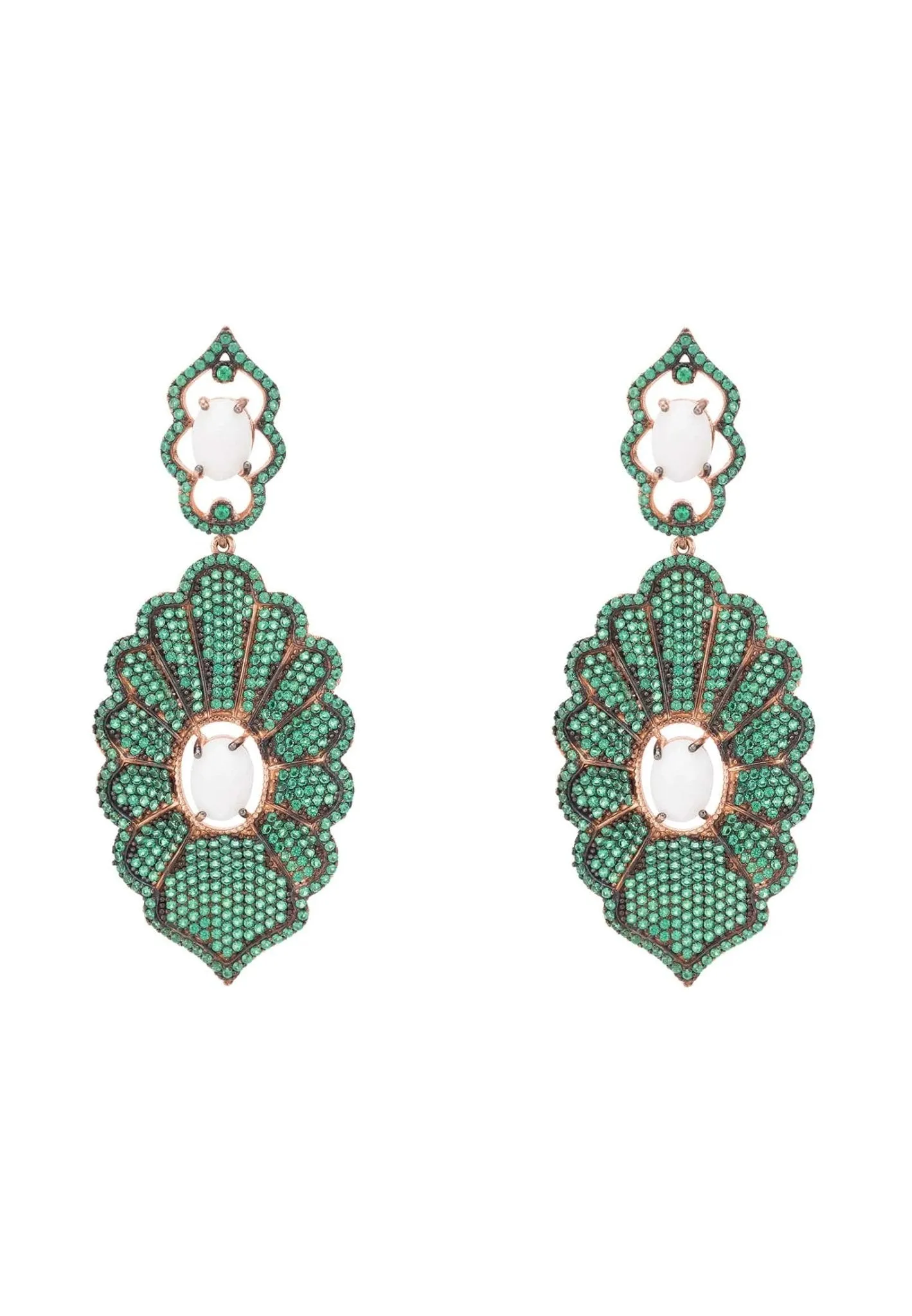 Danbury Earrings Green Rosegold