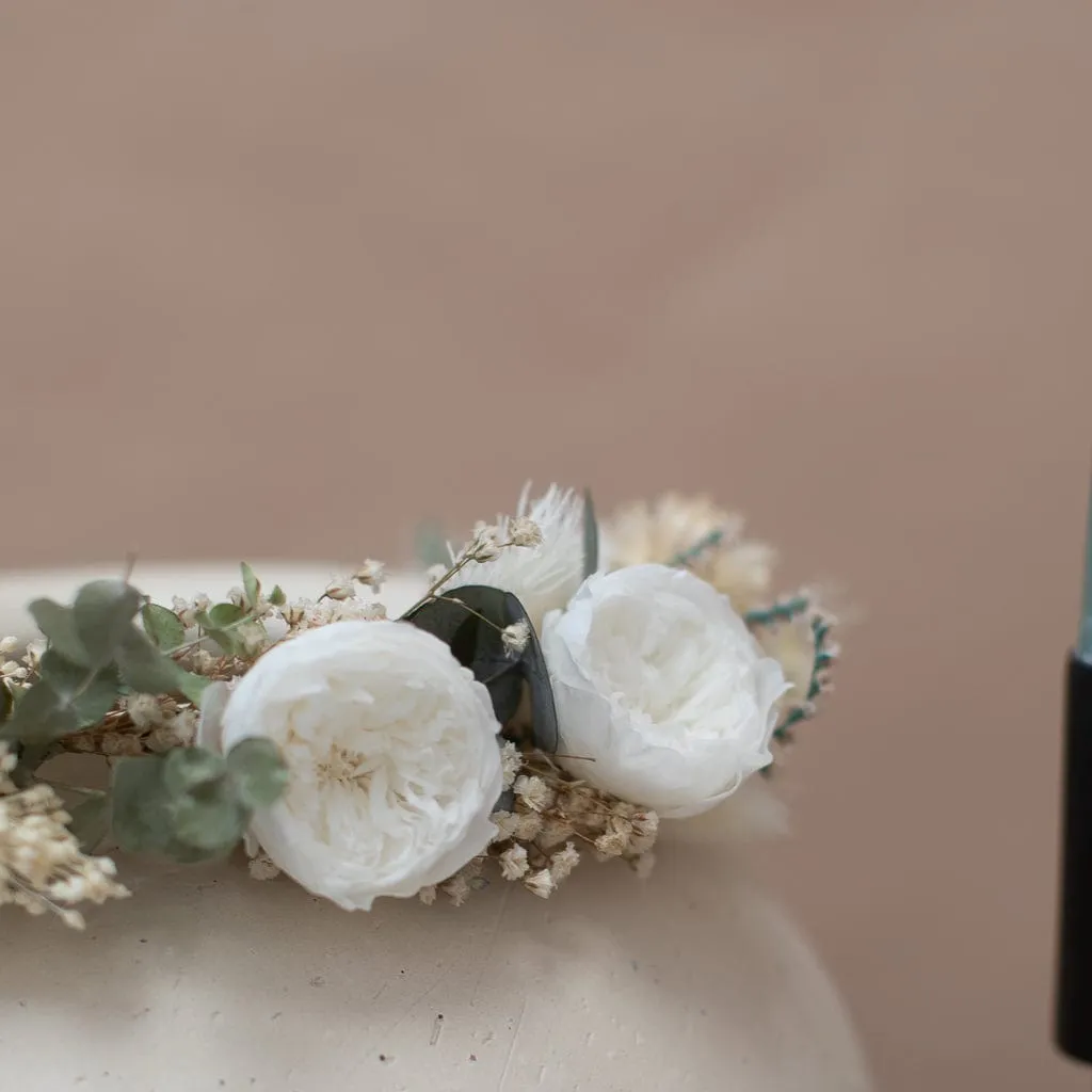 Dried Flowers Bridal Crown - Vintage Cream & White