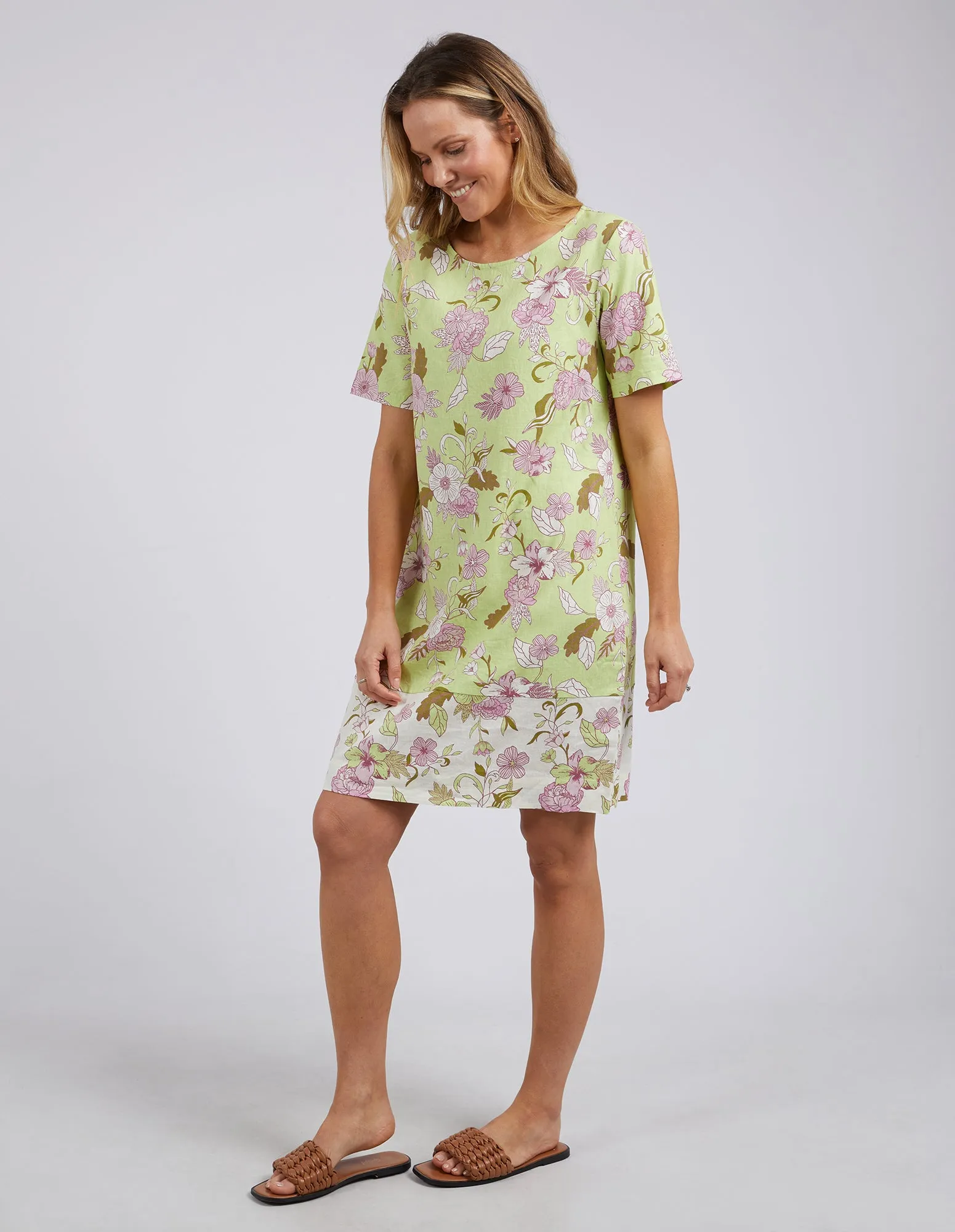 Emmeline Shift Dress Spliced Floral Print