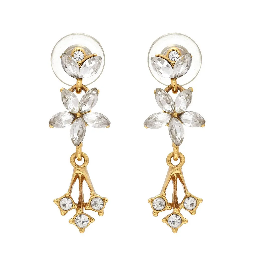 Estele Gold Plated Bud Flower Dangle Earrings for women