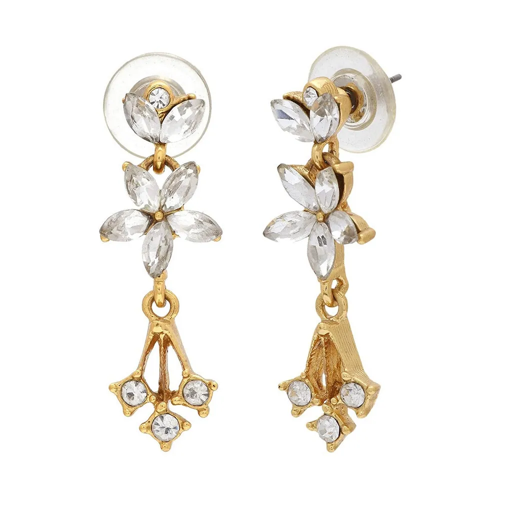 Estele Gold Plated Bud Flower Dangle Earrings for women