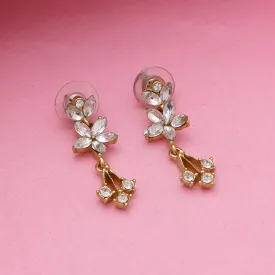 Estele Gold Plated Bud Flower Dangle Earrings for women