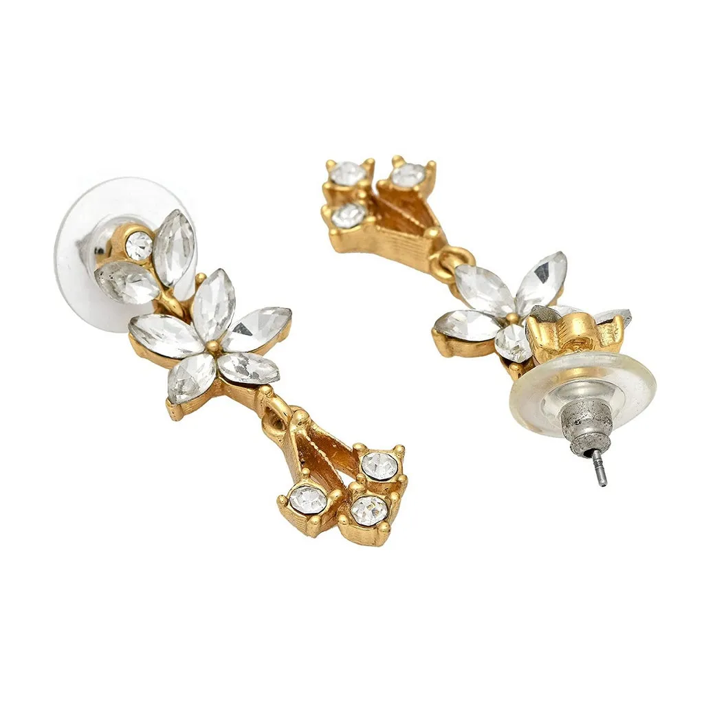 Estele Gold Plated Bud Flower Dangle Earrings for women